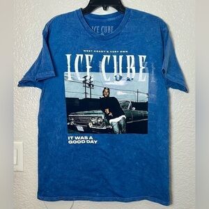 Ice Cube Graphic T-Shirt in Acid Wash Blue